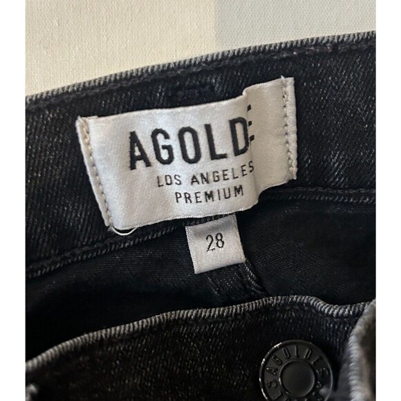 AGOLDE Sophie Crop High Rise Black Denim Raw Hem Skinny Leg Jeans Size 28 - Picture 3 of 6